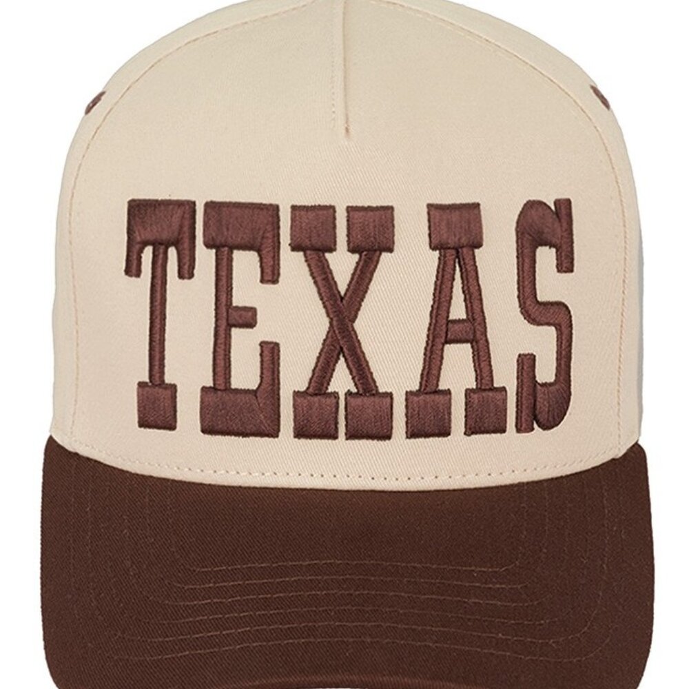 Texas Lettering Embroidered Two Tone Cotton Baseball Cap Snapback Trucker Hat